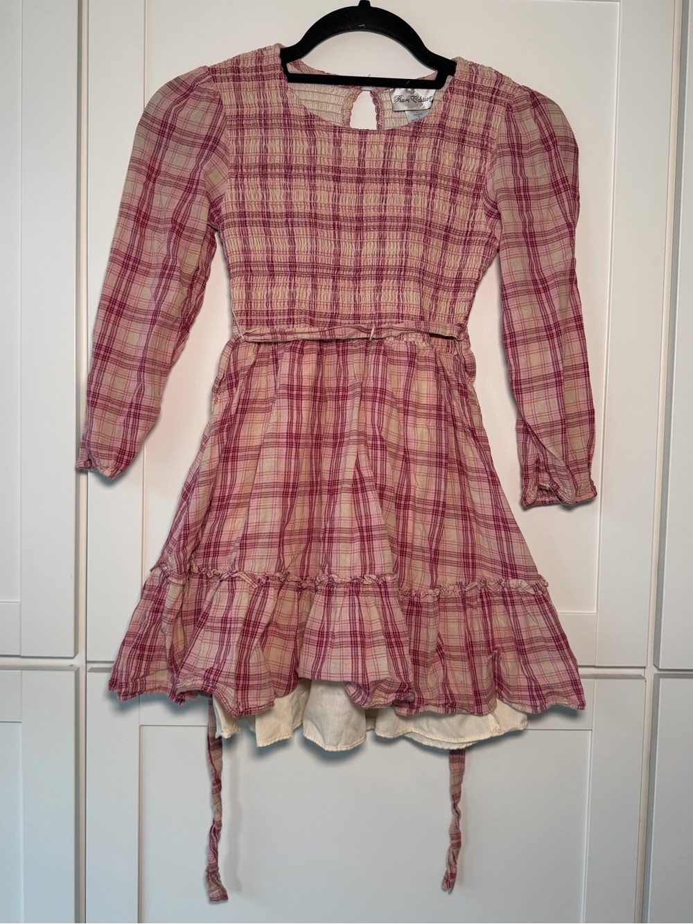 Rare Editions Plaid Cottagecore Tiered Ruffles Midi Dress Kids Girls Peasant